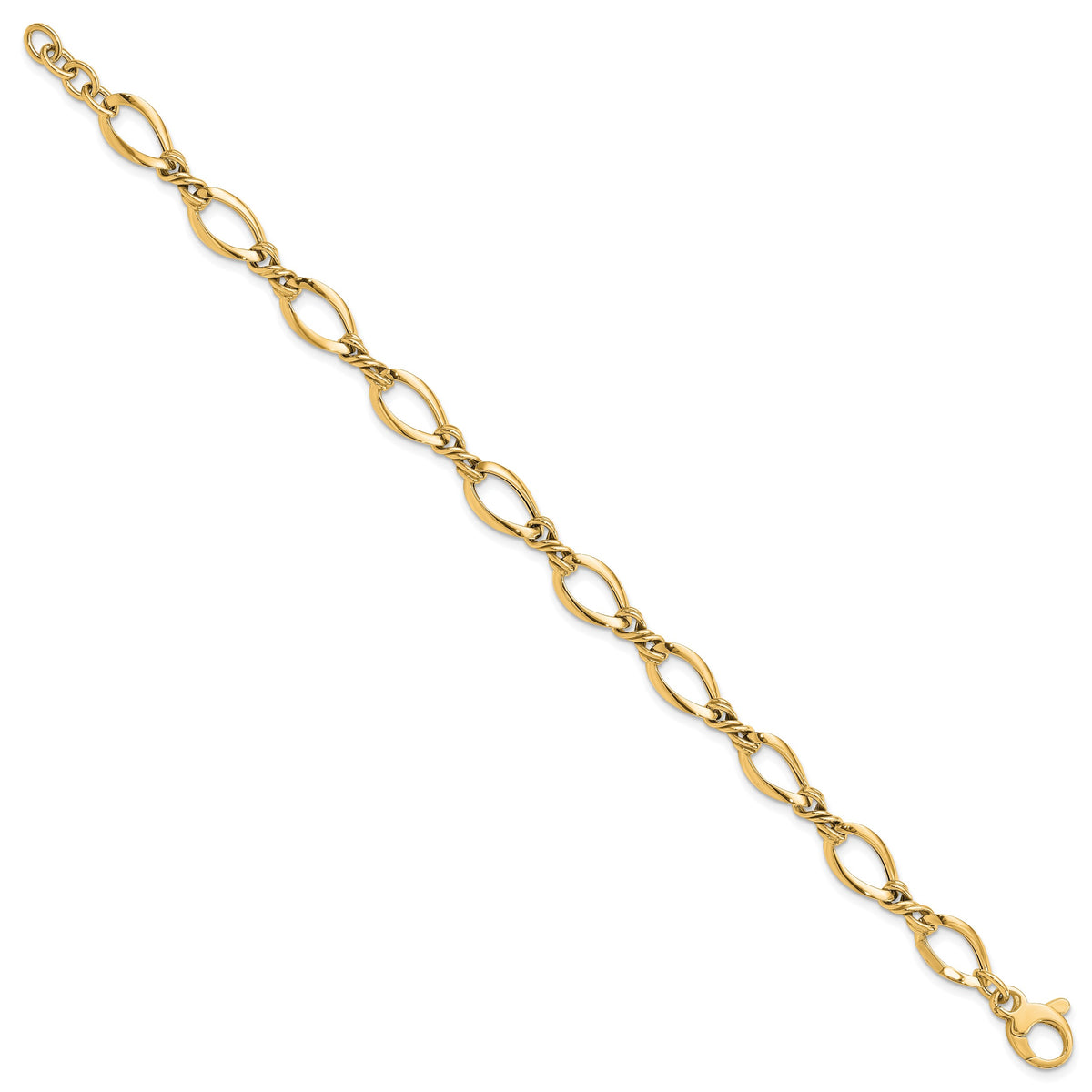 14k Yellow Gold Polished 8.8mm Fancy Twisted Link 7.5 inch Bracelet, view 2