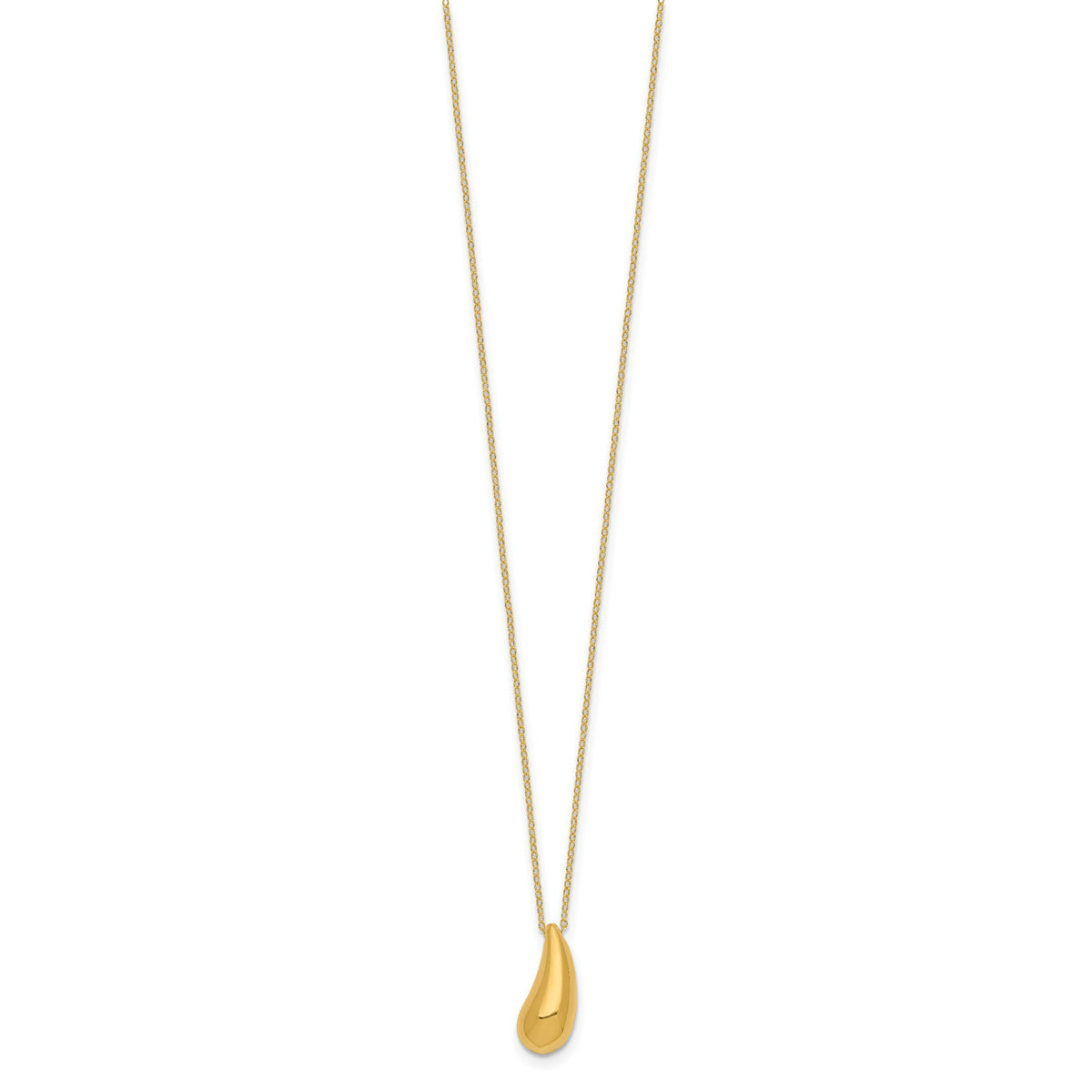 14k Yellow Gold Polished Puffed Teardrop Pendant 18 inch Necklace, view 2