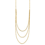 14k Polished Triple Strand Bib Fancy Chain 19.5 inch Necklace