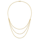 14k Polished Triple Strand Bib Fancy Chain 19.5 inch Necklace