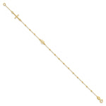 14k Yellow Gold Polished Cross and Miraculous Medal Beaded 7.5 inch Rosary Bracelet, view 2