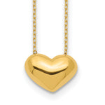 14k Yellow Gold Polished Puffed Heart 18 inch Necklace