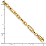 14k Yellow Gold Polished 5mm Fancy Link 7.5 inch Bracelet, shown with a ruler for scale