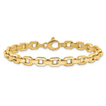14k Yellow Gold Polished and Textured Fancy Link 7.5 inch Bracelet, view 3