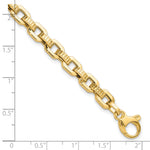 14k Yellow Gold Polished and Textured Fancy Link 7.5 inch Bracelet, shown with a ruler for scale