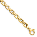 14k Yellow Gold Polished and Textured Fancy Link 7.5 inch Bracelet