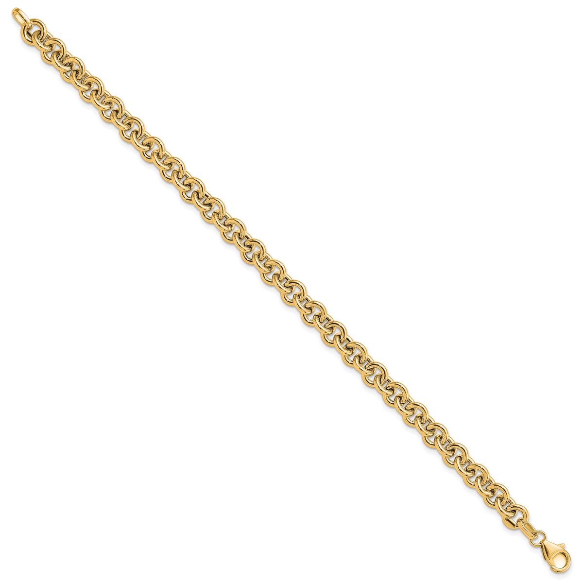 14k Yellow Gold Polished 6.5mm Fancy Rolo Link 7.75 inch Bracelet, view 2