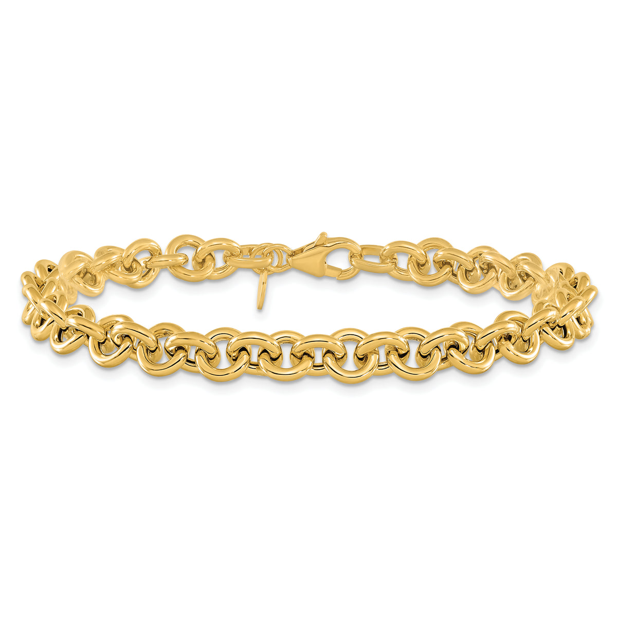 14k Yellow Gold Polished 6.5mm Fancy Rolo Link 7.75 inch Bracelet, view 3