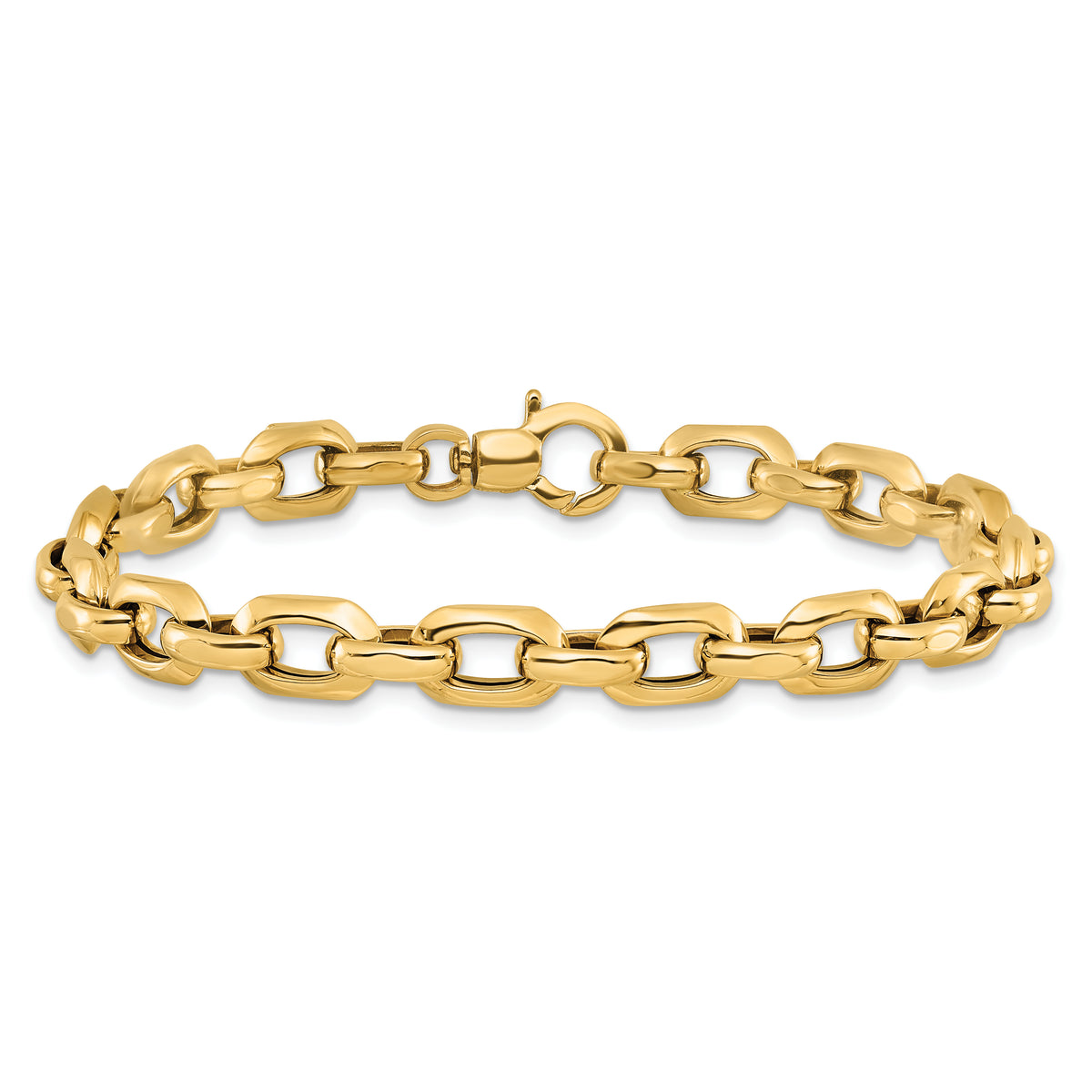 14k Yellow Gold Polished 6.75mm Fancy Cable Link 7.5 inch Bracelet, view 3