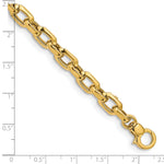 14k Yellow Gold Polished 6.75mm Fancy Cable Link 7.5 inch Bracelet, shown with a ruler for scale
