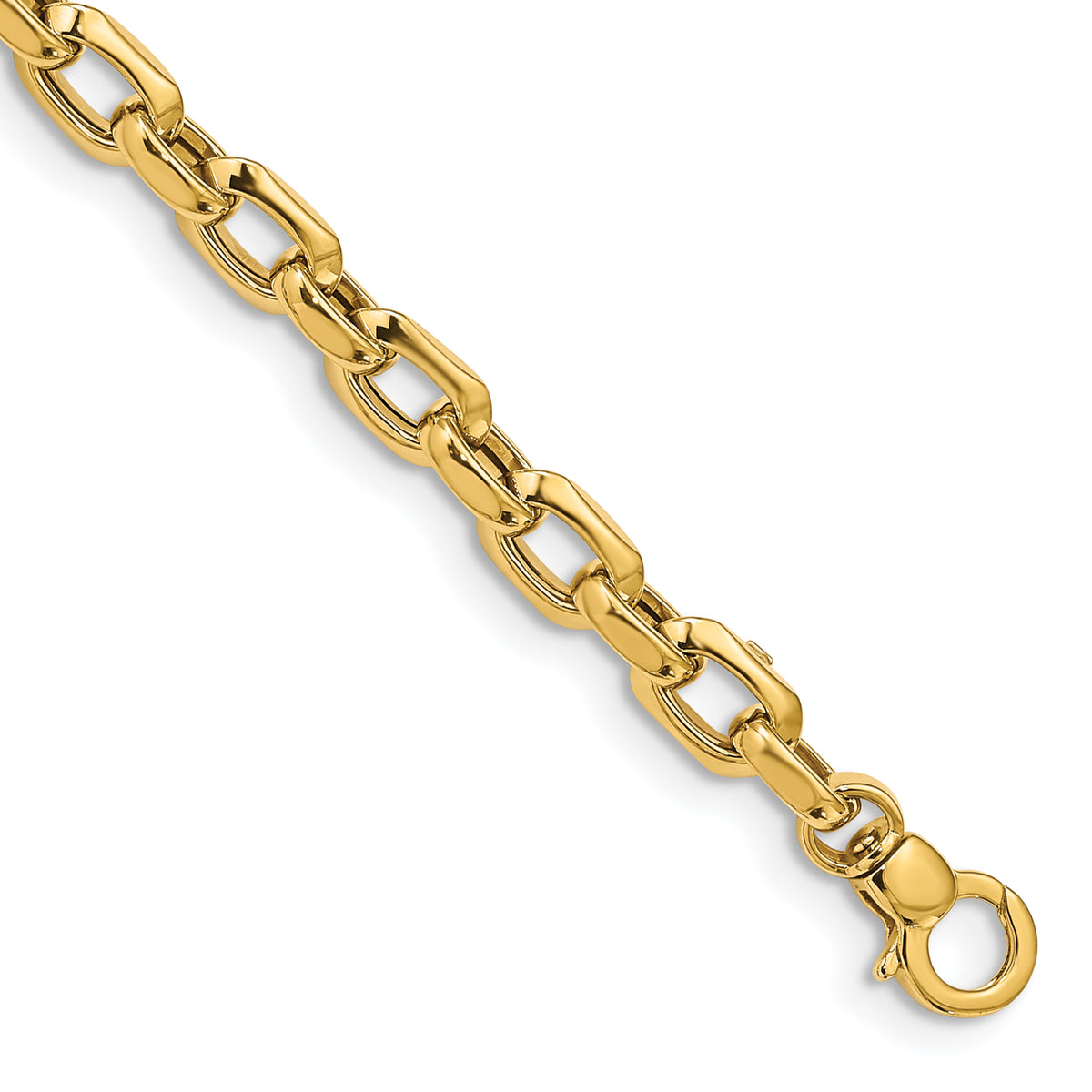 14k Yellow Gold Polished 6.75mm Fancy Cable Link 7.5 inch Bracelet