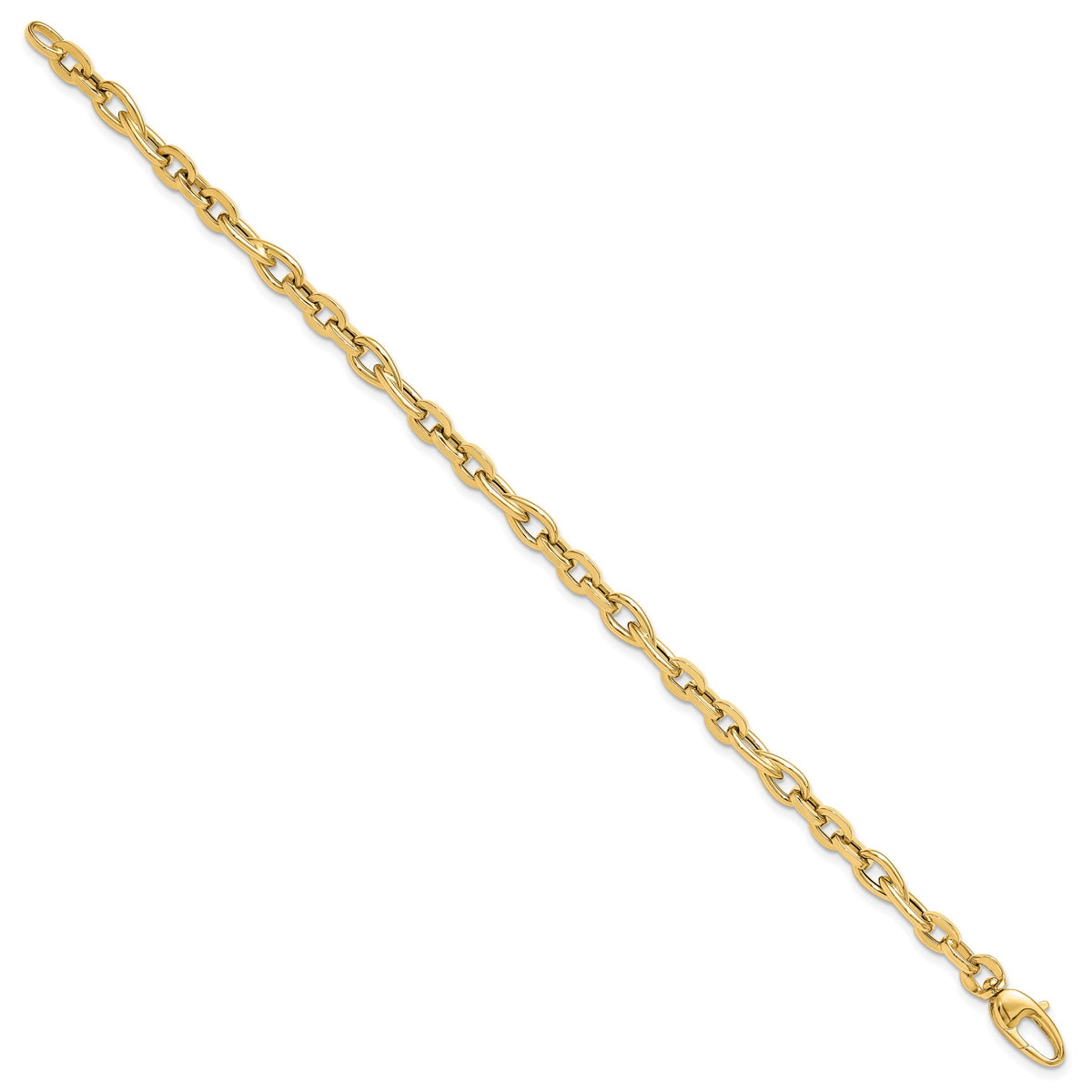 14k Yellow Gold Polished 5.2mm Fancy Cable Link 7.5 inch Bracelet, view 2