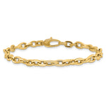 14k Yellow Gold Polished 5.2mm Fancy Cable Link 7.5 inch Bracelet, view 3