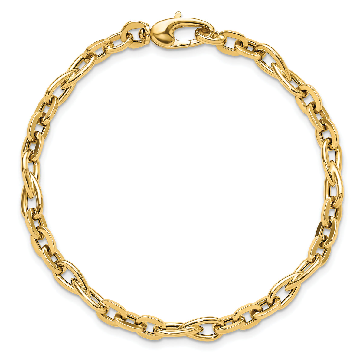 14k Yellow Gold Polished 5.2mm Fancy Cable Link 7.5 inch Bracelet, view 4