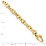 14k Yellow Gold Polished 5.2mm Fancy Cable Link 7.5 inch Bracelet, shown with a ruler for scale