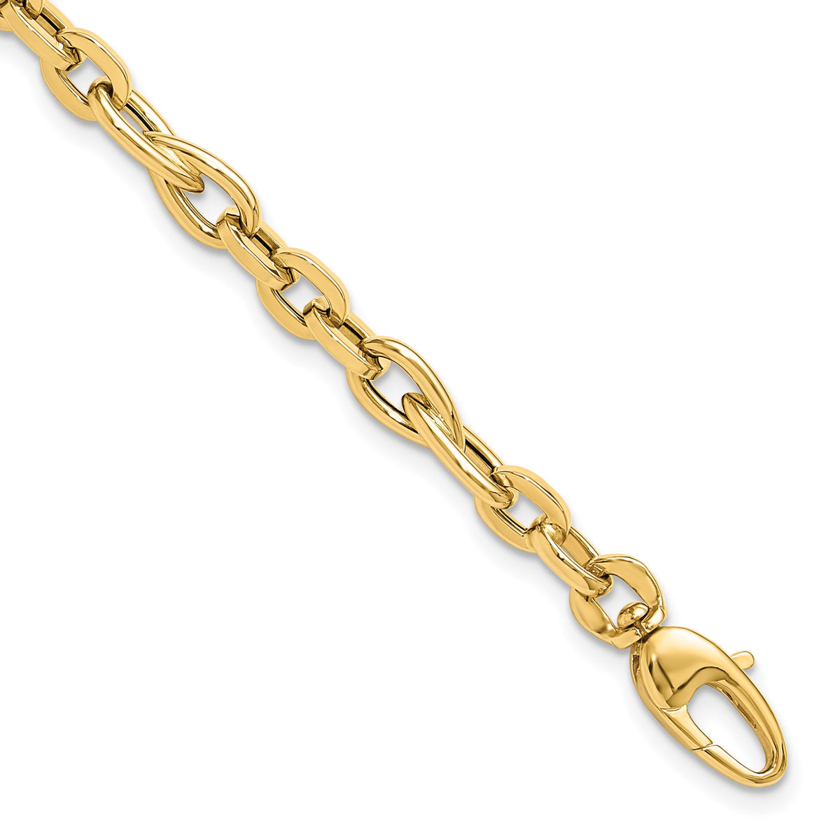14k Yellow Gold Polished 5.2mm Fancy Cable Link 7.5 inch Bracelet