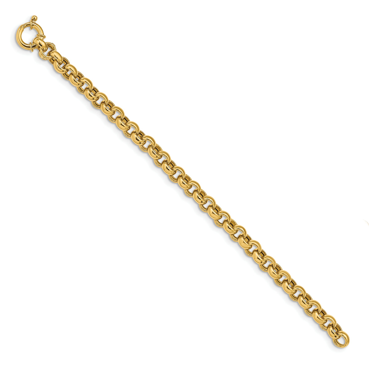 14k Yellow Gold Polished 7.5mm Fancy Rolo Link 7.5 inch Bracelet, view 2