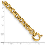 14k Yellow Gold Polished 7.5mm Fancy Rolo Link 7.5 inch Bracelet, shown with a ruler for scale