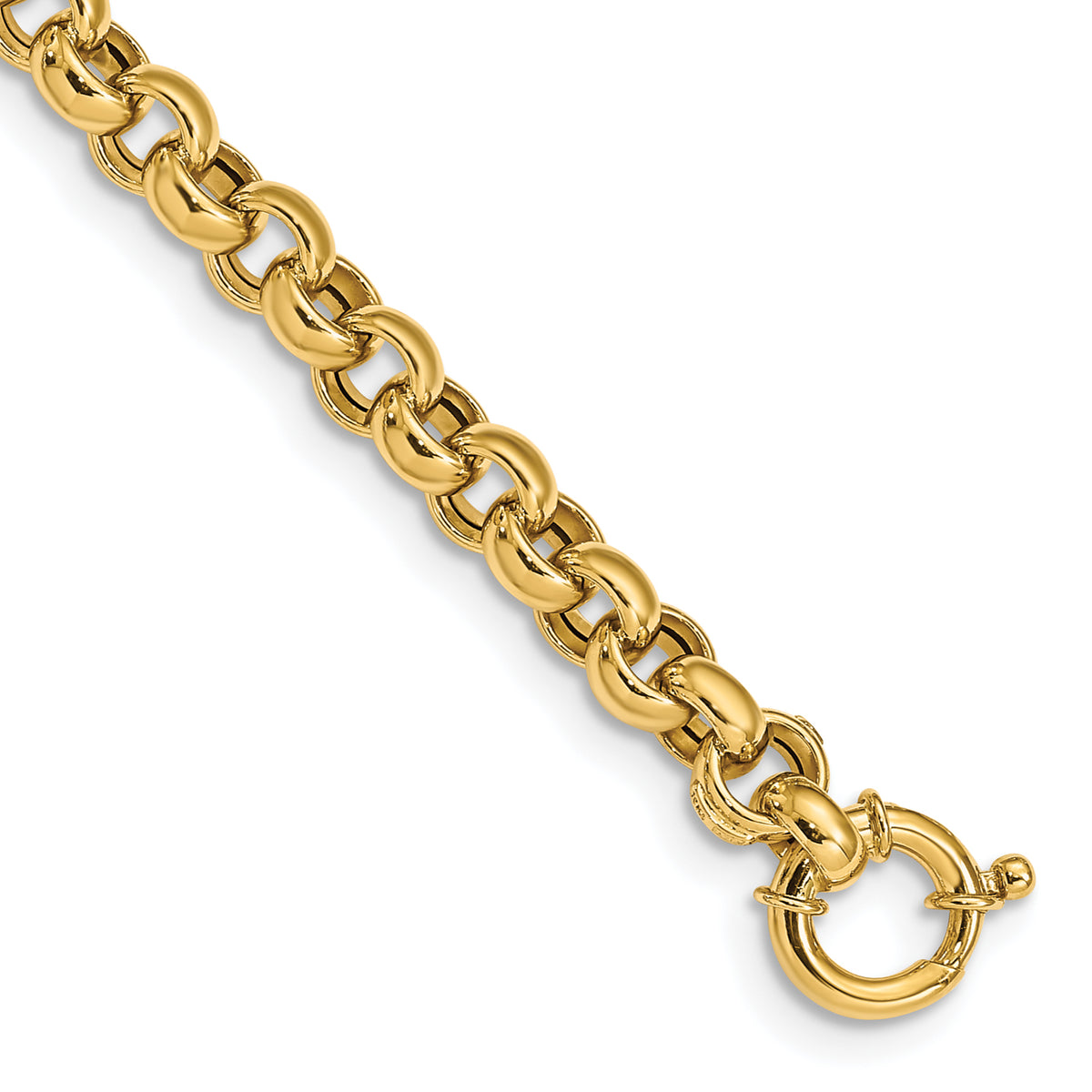 14k Yellow Gold Polished 7.5mm Fancy Rolo Link 7.5 inch Bracelet