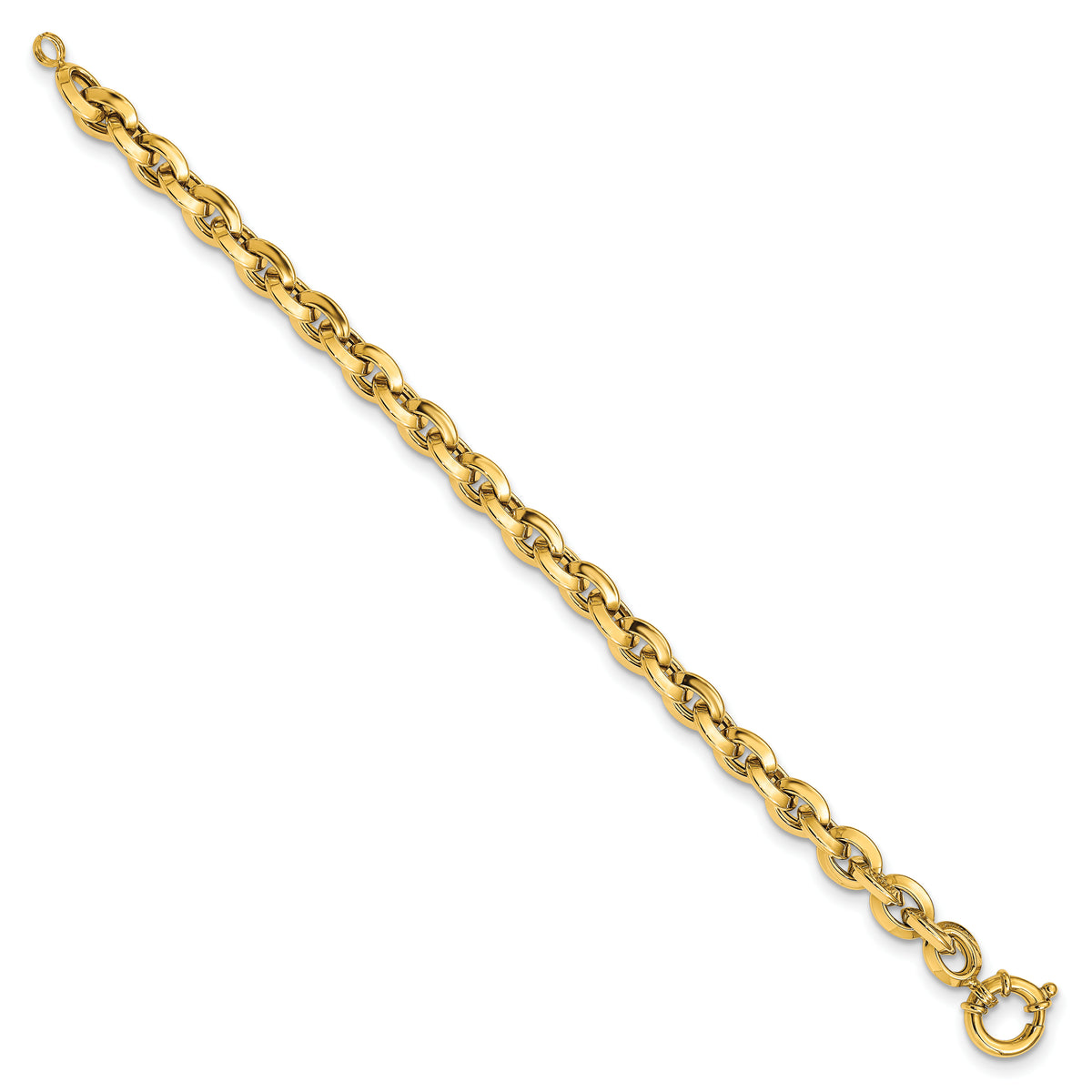 14k Yellow Gold Polished 7.9mm Fancy Knife-edge Rolo Link 8 inch Bracelet, view 2
