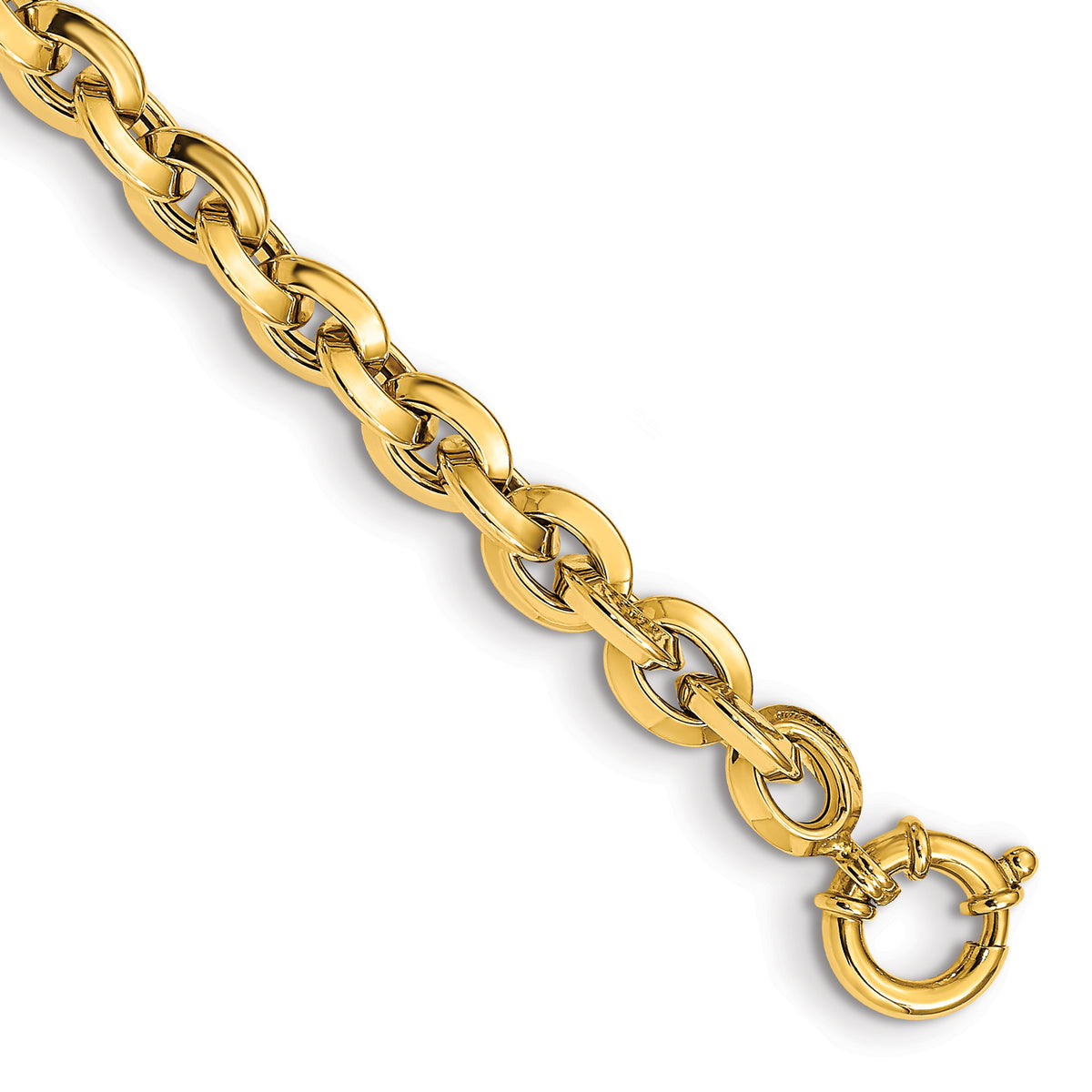 14k Yellow Gold Polished 7.9mm Fancy Knife-edge Rolo Link 8 inch Bracelet