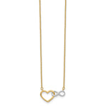 14k Gold with White Rhodium Interlocked Heart and Infinity 17 inch Necklace, view 2