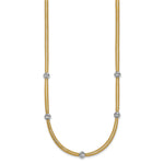 14k Gold with Rhodium 5-Station Diamond-cut Beads 4mm Flexible Mesh 18 inch Necklace, view 2