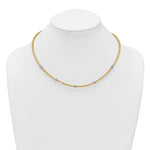 14k Gold with Rhodium 5-Station Diamond-cut Beads 4mm Flexible Mesh 18 inch Necklace, shown on a neck form