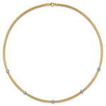 14k Gold with Rhodium 5-Station Diamond-cut Beads 4mm Flexible Mesh 18 inch Necklace, view 5
