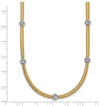 14k Gold with Rhodium 5-Station Diamond-cut Beads 4mm Flexible Mesh 18 inch Necklace, shown with a ruler for scale