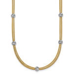 14k Gold with Rhodium 5-Station Diamond-cut Beads 4mm Flexible Mesh 18 inch Necklace