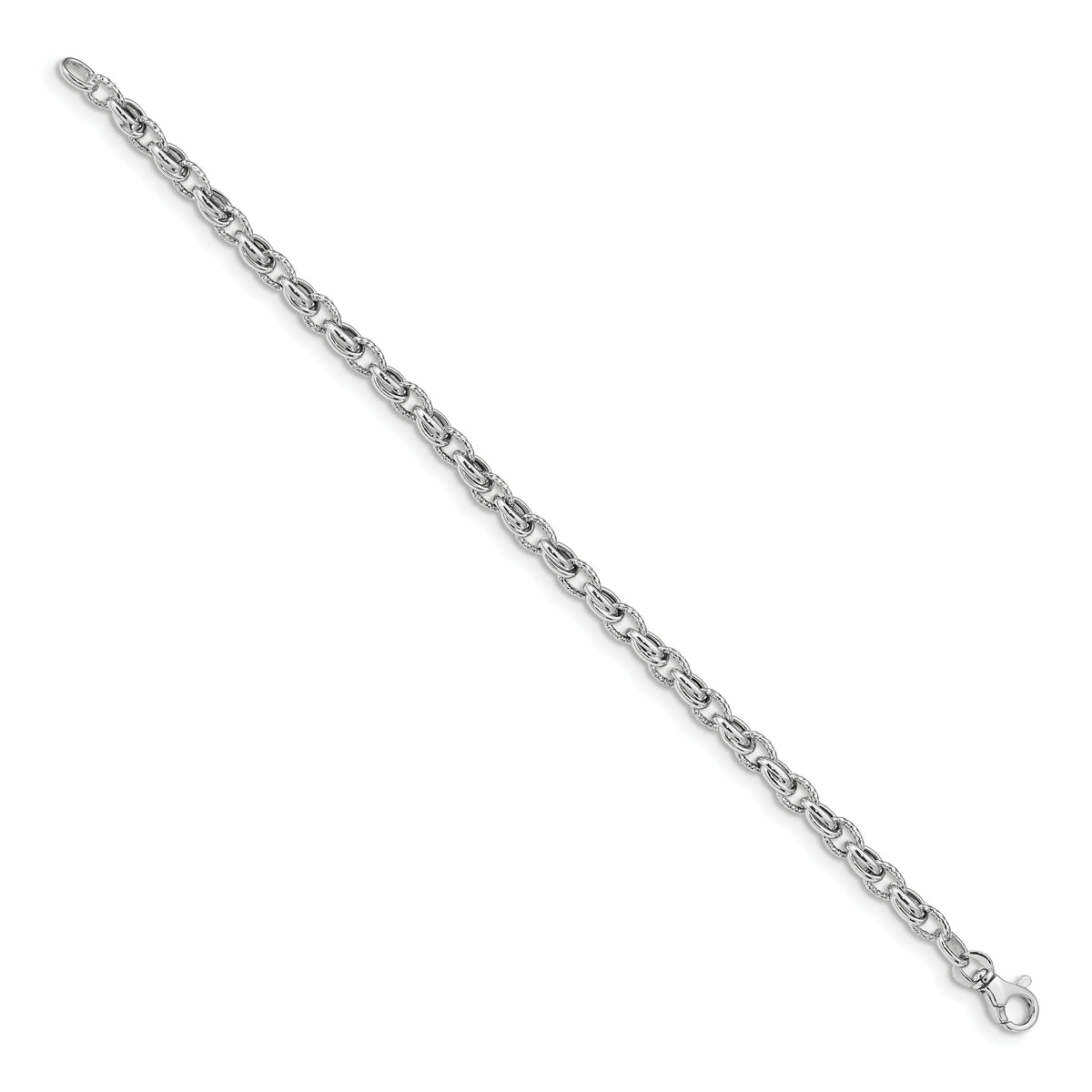 14k White Gold Polished Fancy Link 7.5 inch Bracelet, view 2
