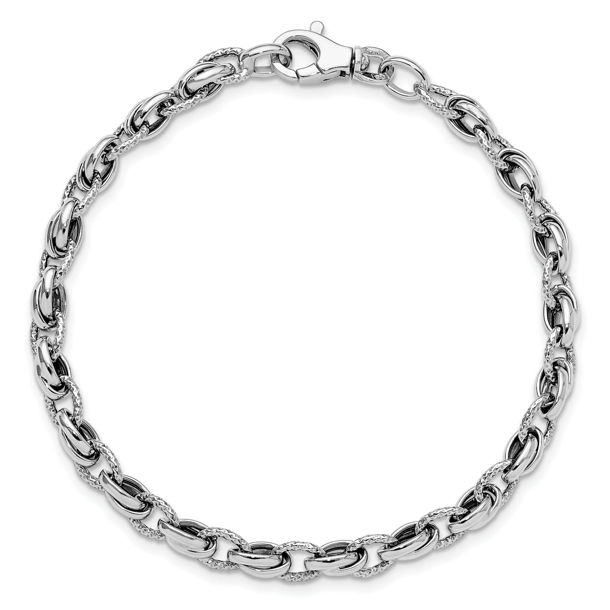14k White Gold Polished Fancy Link 7.5 inch Bracelet, view 4