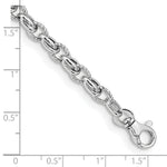14k White Gold Polished Fancy Link 7.5 inch Bracelet, shown with a ruler for scale