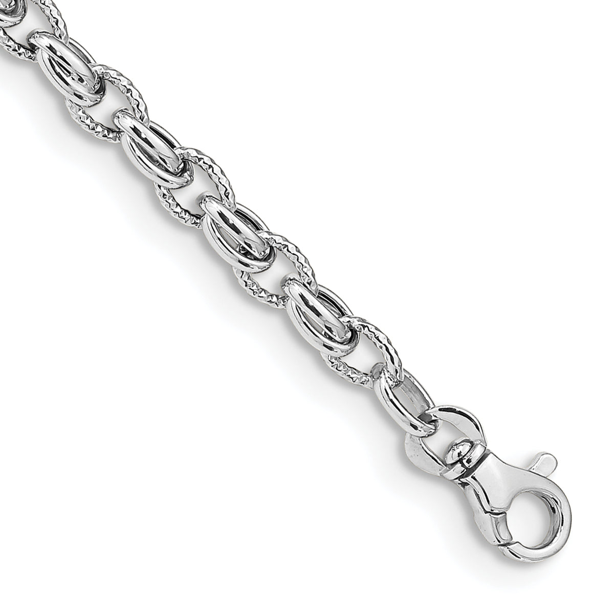 14k White Gold Polished Fancy Link 7.5 inch Bracelet