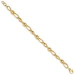 14k Yellow Gold Polished and Grooved Fancy Twisted Link 8-8.5 inch Bracelet, view 2