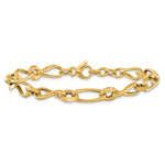 14k Yellow Gold Polished and Grooved Fancy Twisted Link 8-8.5 inch Bracelet, view 3