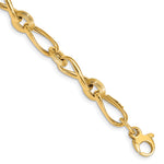 14k Yellow Gold Polished and Grooved Fancy Twisted Link 8-8.5 inch Bracelet