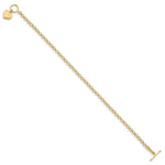 14k Yellow Gold Puffed Mom Heart Dangle 7.5 inch Toggle Bracelet, view 2