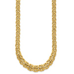 14k Yellow Gold Fancy Graduated 7-12mm Flat Byzantine 17.5 inch Necklace, view 2