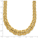 14k Yellow Gold Fancy Graduated 7-12mm Flat Byzantine 17.5 inch Necklace, shown with a ruler for scale