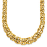 14k Yellow Gold Fancy Graduated 7-12mm Flat Byzantine 17.5 inch Necklace