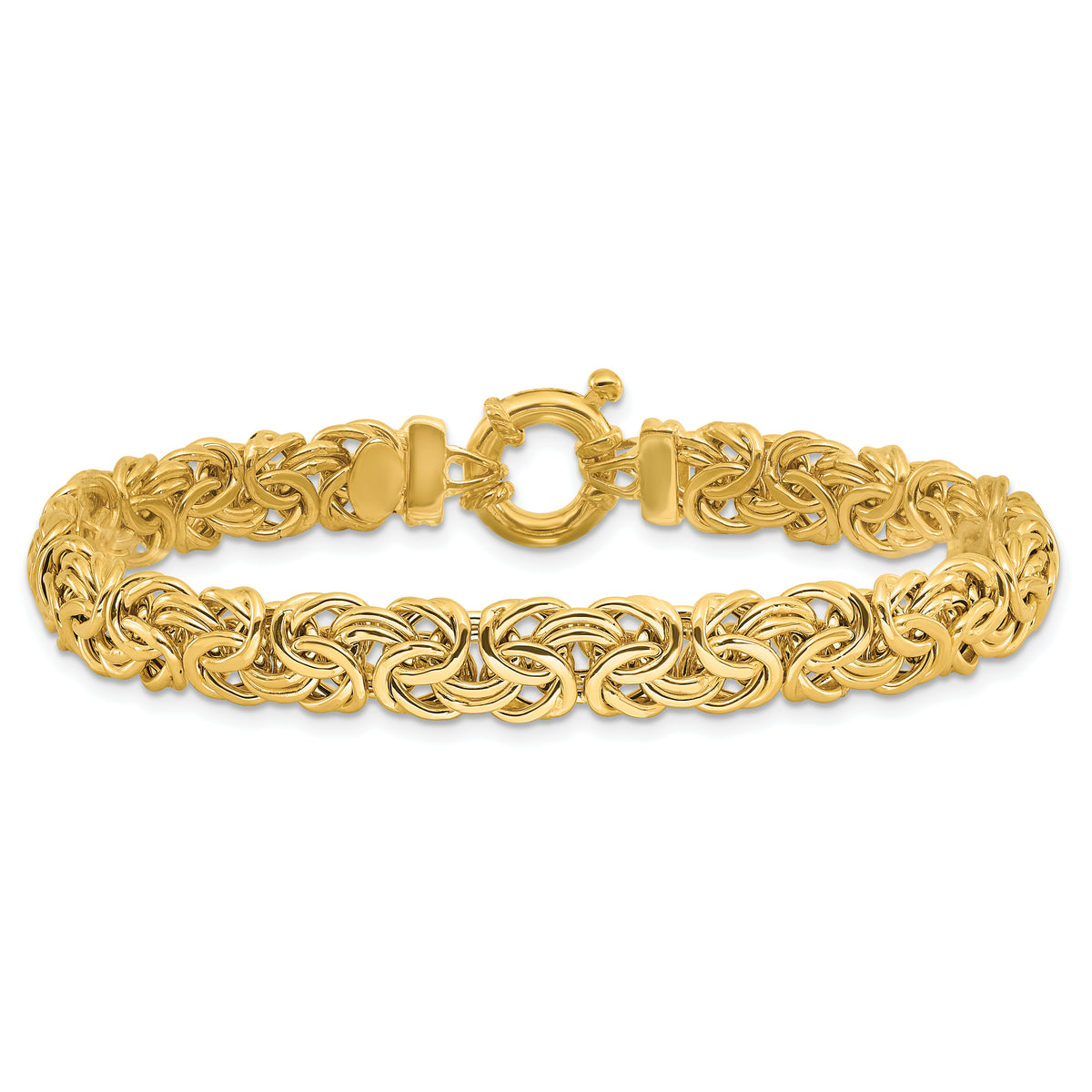 14k Yellow Gold Fancy 8mm Flat Byzantine 7.5 inch Bracelet, view 3