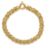 14k Yellow Gold Fancy 8mm Flat Byzantine 7.5 inch Bracelet, view 4