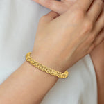 14k Yellow Gold Fancy 8mm Flat Byzantine 7.5 inch Bracelet, view 6