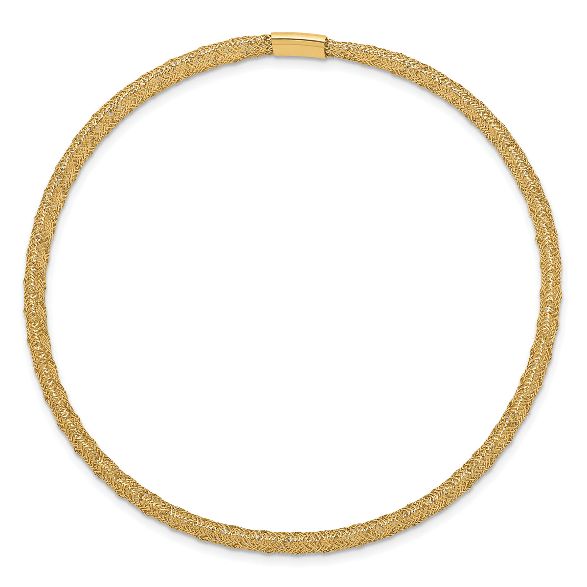 14k Yellow Gold 4mm Fancy Woven Mesh Slip-on Stretch Bracelet, view 2