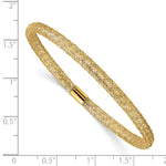 14k Yellow Gold 4mm Fancy Woven Mesh Slip-on Stretch Bracelet, shown with a ruler for scale