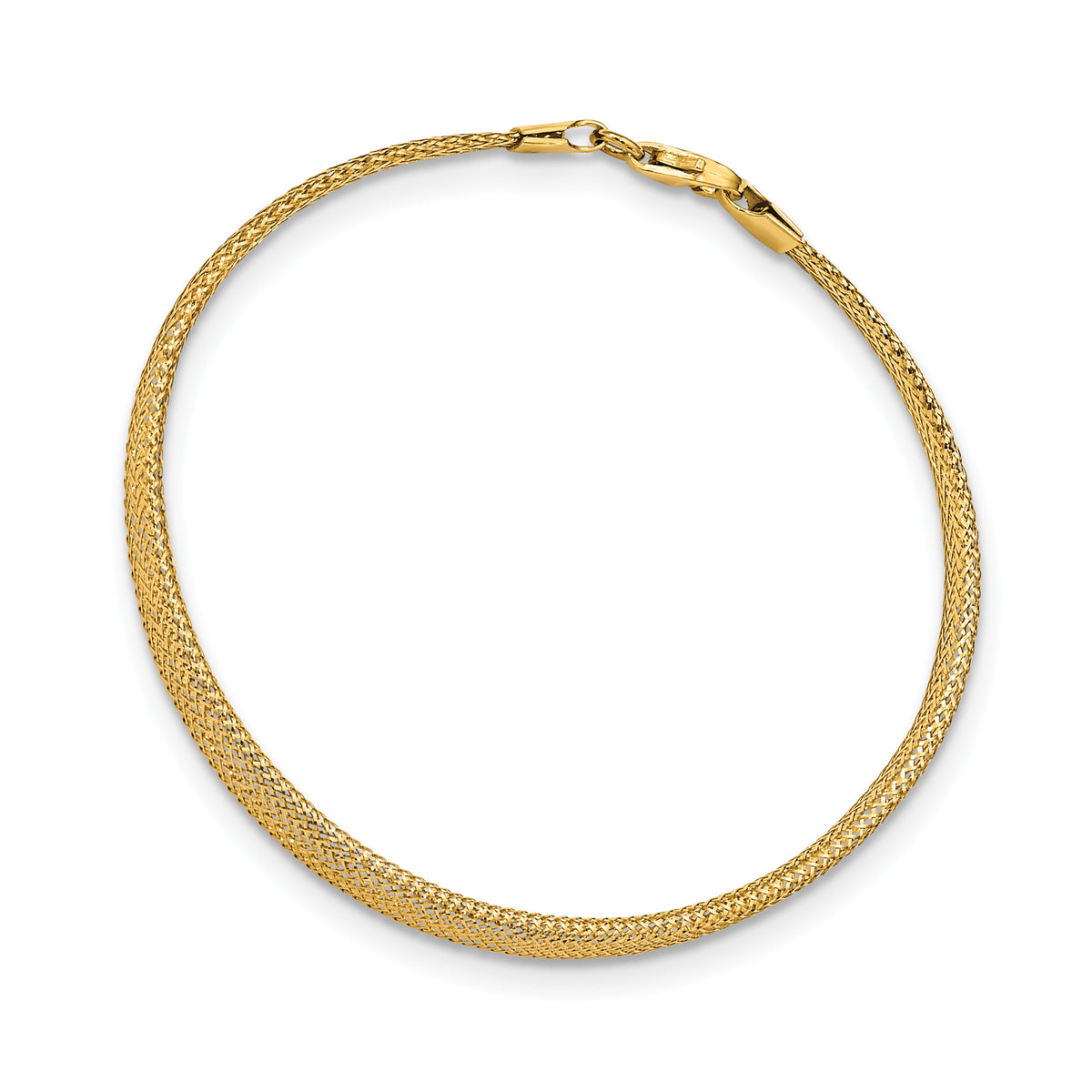 14k Yellow Gold Graduated Stretch Mesh 7 inch Bracelet, view 2