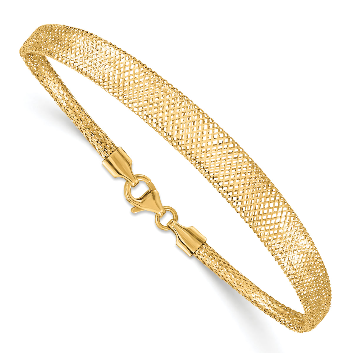 14k Yellow Gold Graduated Stretch Mesh 7 inch Bracelet