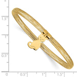 14k Yellow Gold 4mm Cat Dangle Woven Mesh Slip-on Stretch Bracelet, shown with a ruler for scale